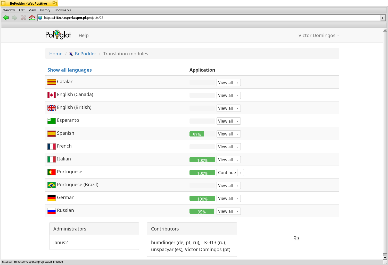 Translating third-party applications using Polyglot